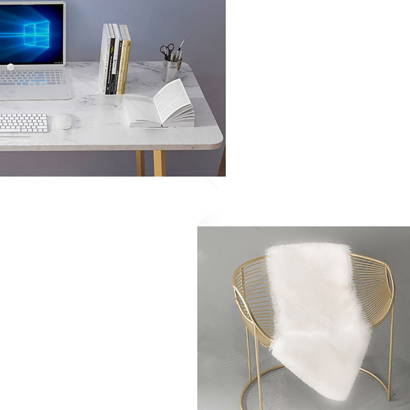 Glam Office Desk Rectangular Marble Writing Desk with Metal Legs Clearhalo 'furn' 'furn_office_desk' 'Furniture' 'Office Desks' 'Office Furniture' 'office_desk' 5818530