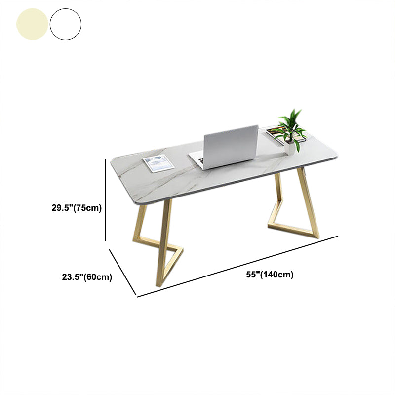 Glam Office Desk Rectangular Marble Writing Desk with Metal Legs Clearhalo 'furn' 'furn_office_desk' 'Furniture' 'Office Desks' 'Office Furniture' 'office_desk' 5818535