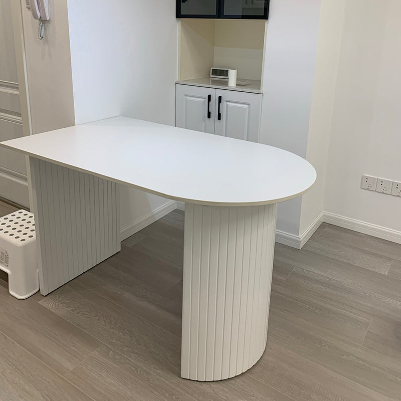 Contemporary Half-Circle Office Desk White Writing Desk for Home White Solid Wood Clearhalo 'furn' 'furn_office_desk' 'Furniture' 'Office Desks' 'Office Furniture' 'office_desk' 5818539