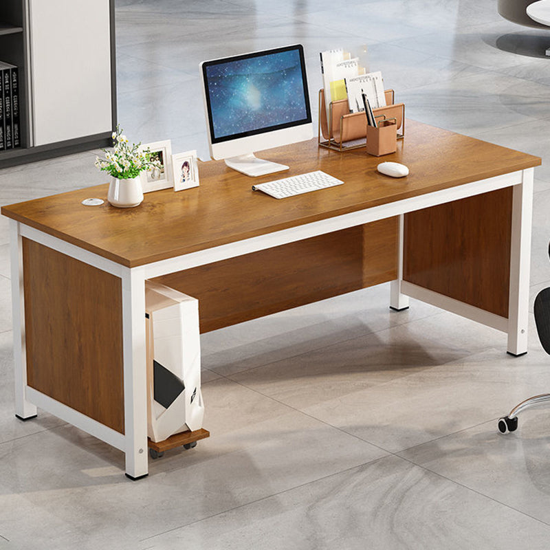 Industrial Office Desk Manufactured Wood Computer Desk for Home and Office Walnut White Clearhalo 'furn' 'furn_office_desk' 'Furniture' 'Office Desks' 'Office Furniture' 'office_desk' 5818567