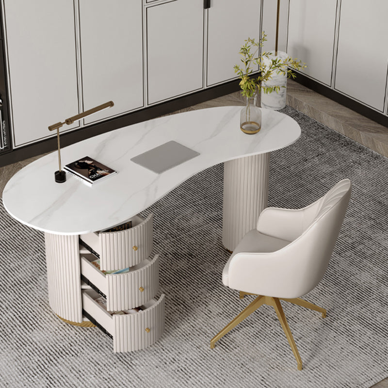 Modern & Contemporary Office Desk Curved Laptop Table with Drawers Clearhalo 'furn' 'furn_office_desk' 'Furniture' 'Office Desks' 'Office Furniture' 'office_desk' 5818585