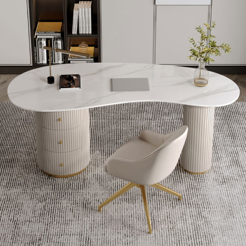 Modern & Contemporary Office Desk Curved Laptop Table with Drawers Clearhalo 'furn' 'furn_office_desk' 'Furniture' 'Office Desks' 'Office Furniture' 'office_desk' 5818594