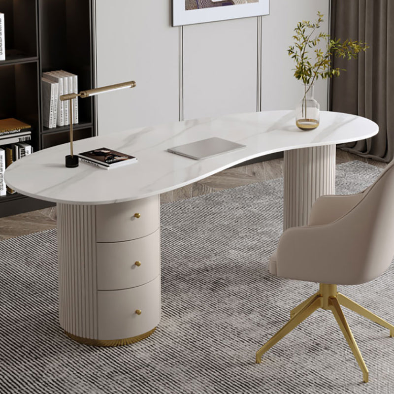 Modern & Contemporary Office Desk Curved Laptop Table with Drawers Clearhalo 'furn' 'furn_office_desk' 'Furniture' 'Office Desks' 'Office Furniture' 'office_desk' 5818595