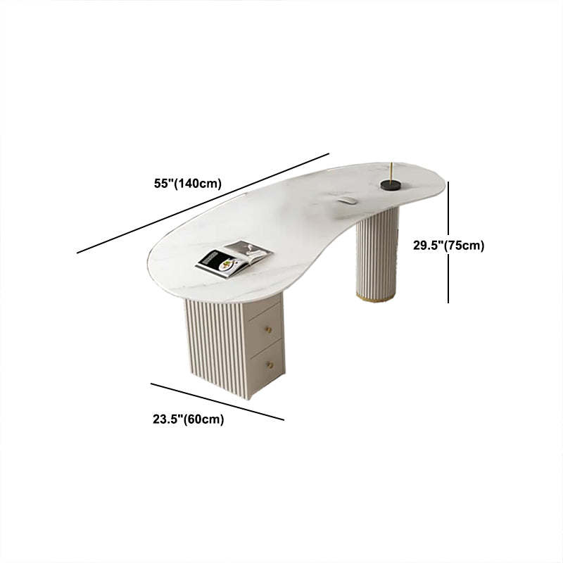 Modern & Contemporary Office Desk Curved Laptop Table with Drawers Clearhalo 'furn' 'furn_office_desk' 'Furniture' 'Office Desks' 'Office Furniture' 'office_desk' 5818600
