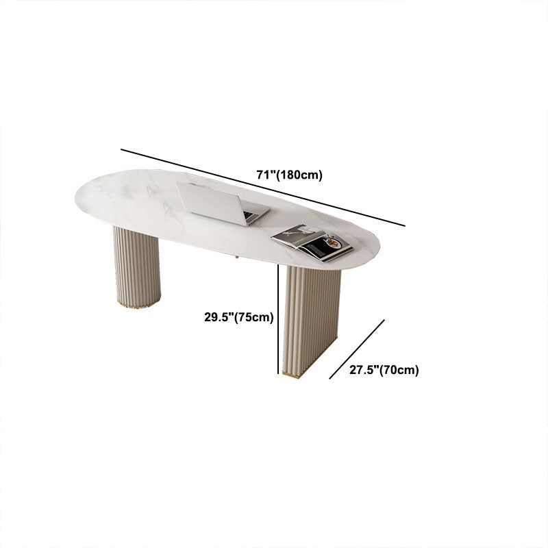 Modern & Contemporary Office Desk Curved Laptop Table with Drawers Clearhalo 'furn' 'furn_office_desk' 'Furniture' 'Office Desks' 'Office Furniture' 'office_desk' 5818607