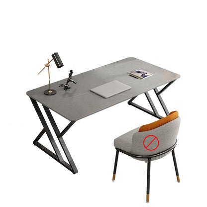 Grey Rectangular Writing Desk Bedroom Office Desk with Metal Legs
