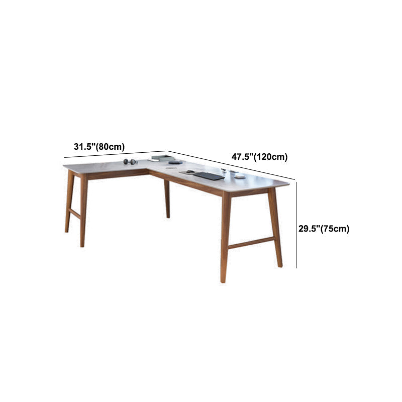 Destina moderna della metà del secolo Pine in legno a forma di angolo a forma di pietra con top in pietra