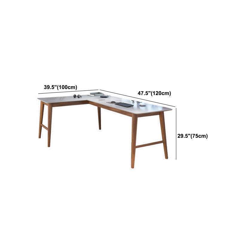 Destina moderna della metà del secolo Pine in legno a forma di angolo a forma di pietra con top in pietra