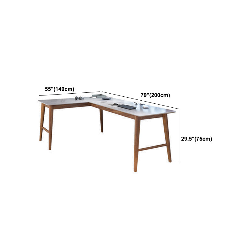 Destina moderna della metà del secolo Pine in legno a forma di angolo a forma di pietra con top in pietra