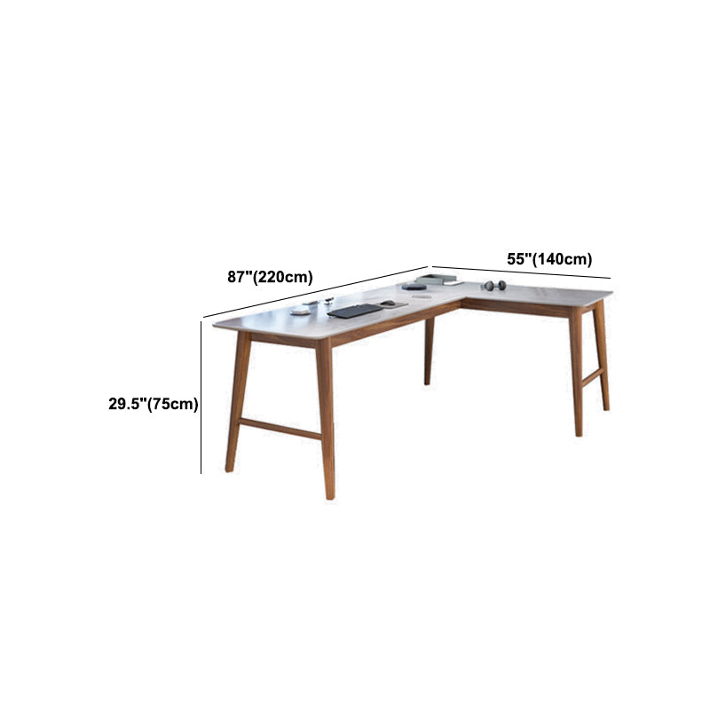 Destina moderna della metà del secolo Pine in legno a forma di angolo a forma di pietra con top in pietra