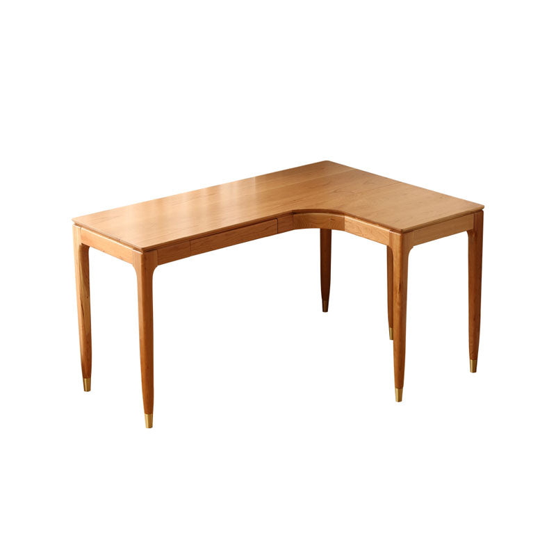 L-shape Solid Wood Office Desk Modern Corner Writing Desk with 4 Legs