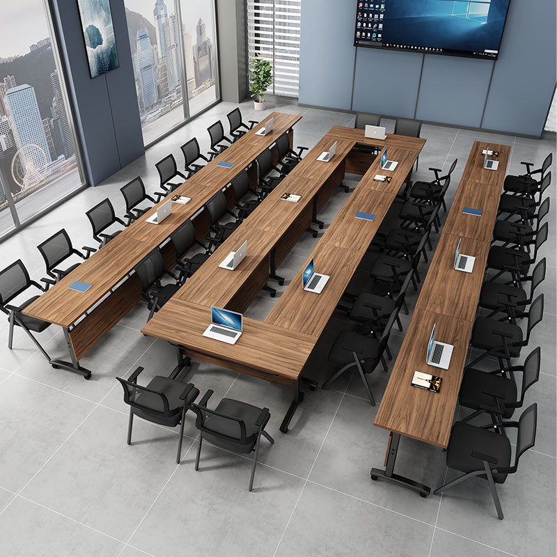 29.5 "H Brown houten bureau moderne vouwschrijfbureau met wielen