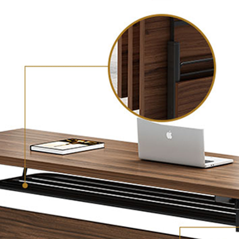 29.5 "H Brown houten bureau moderne vouwschrijfbureau met wielen