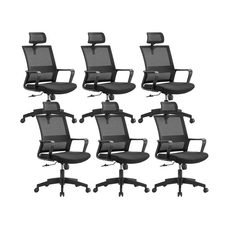 Workspace Office Chair Seat and Mesh in Black Slide Desk Chair Black 6 Piece Set Casters Included Clearhalo 'furn' 'furn_office_chair' 'Furniture' 'Office Chairs' 'Office Furniture' 'office_chair' 5819114