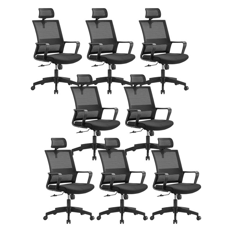 Workspace Office Chair Seat and Mesh in Black Slide Desk Chair Black 8 Piece Set Casters Included Clearhalo 'furn' 'furn_office_chair' 'Furniture' 'Office Chairs' 'Office Furniture' 'office_chair' 5819117