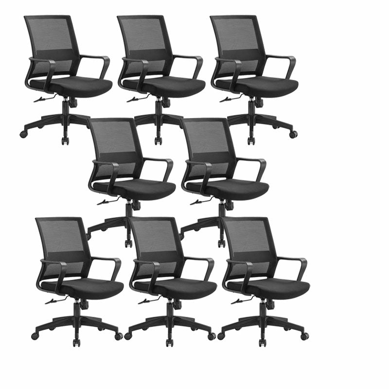 Workspace Office Chair Seat and Mesh in Black Slide Desk Chair 8 Piece Set Casters Included Clearhalo 'furn' 'furn_office_chair' 'Furniture' 'Office Chairs' 'Office Furniture' 'office_chair' 5819134