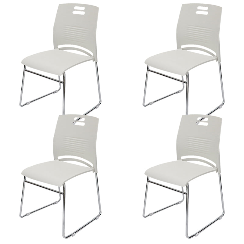 Plastic Armless Upholstered Office Chair No Wheels Modern Office Chair