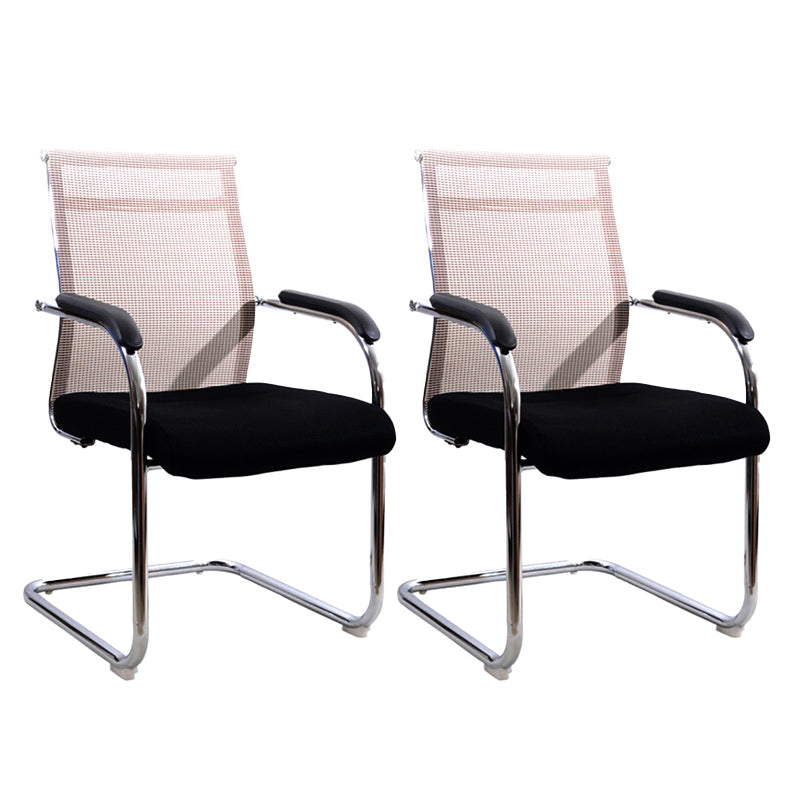 Président de conférence moderne à armes fixes Metal No Wheels Conference Chair