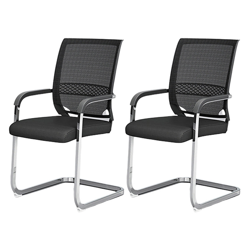 Sedia da ufficio in acciaio senza ruote a braccia fissa moderna sedia da ufficio nero moderno