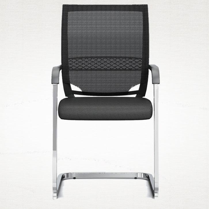 Sedia da ufficio in acciaio senza ruote a braccia fissa moderna sedia da ufficio nero moderno