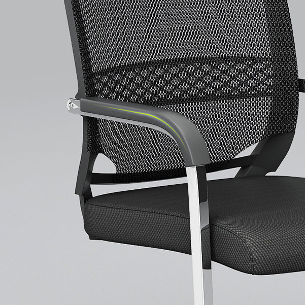 Sedia da ufficio in acciaio senza ruote a braccia fissa moderna sedia da ufficio nero moderno