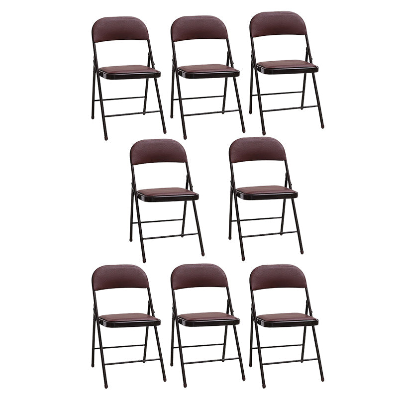 Modern Armless Upholstered Office Chair Leather Metal Office Chair Coffee 8 Piece Set Clearhalo 'furn' 'furn_office_chair' 'Furniture' 'Office Chairs' 'Office Furniture' 'office_chair' 5819415