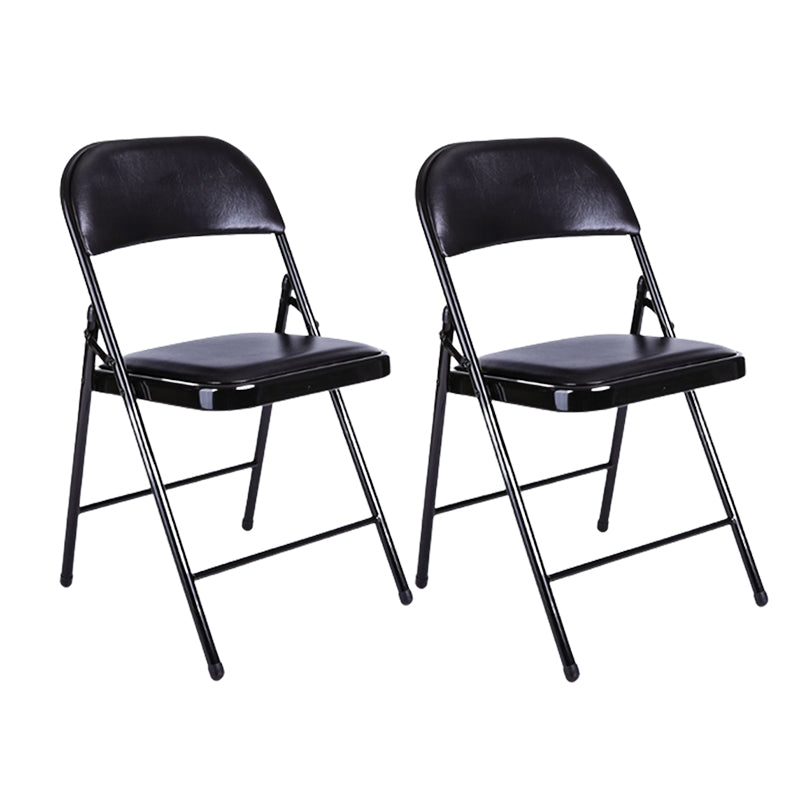 Modern Armless Upholstered Office Chair Leather Metal Office Chair Black 2 Piece Set Clearhalo 'furn' 'furn_office_chair' 'Furniture' 'Office Chairs' 'Office Furniture' 'office_chair' 5819417