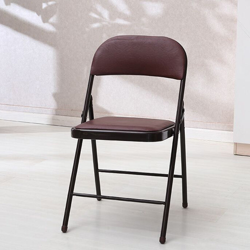 Modern Armless Upholstered Office Chair Leather Metal Office Chair Clearhalo 'furn' 'furn_office_chair' 'Furniture' 'Office Chairs' 'Office Furniture' 'office_chair' 5819420