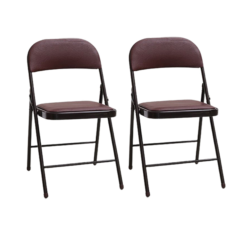 Modern Armless Upholstered Office Chair Leather Metal Office Chair Coffee 2 Piece Set Clearhalo 'furn' 'furn_office_chair' 'Furniture' 'Office Chairs' 'Office Furniture' 'office_chair' 5819421