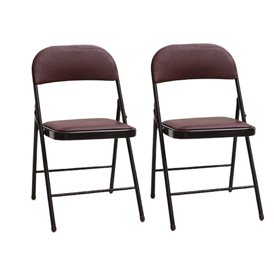 Modern Armless Upholstered Office Chair Leather Metal Office Chair Coffee 2 Piece Set
