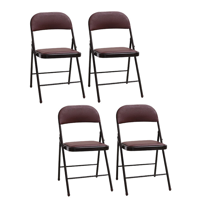 Modern Armless Upholstered Office Chair Leather Metal Office Chair Coffee 4 Piece Set Clearhalo 'furn' 'furn_office_chair' 'Furniture' 'Office Chairs' 'Office Furniture' 'office_chair' 5819427