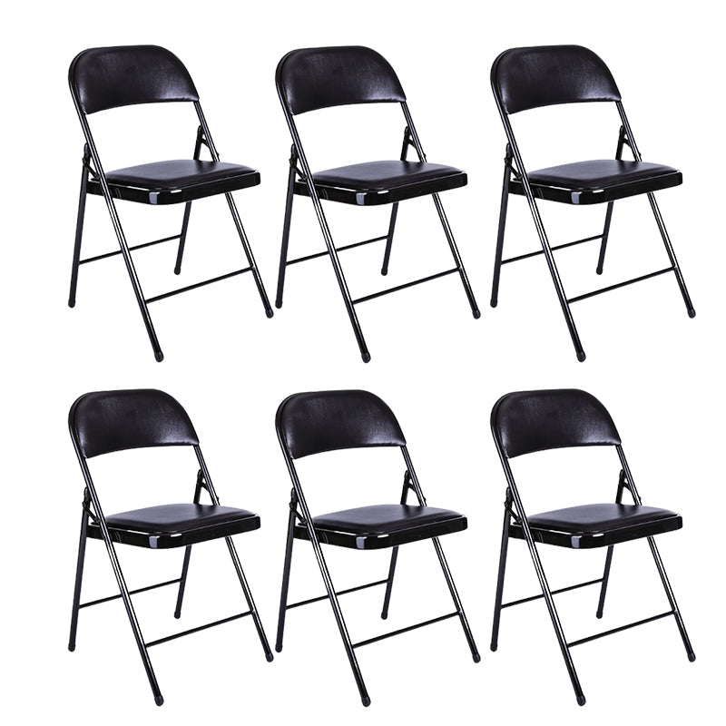 Modern Armless Upholstered Office Chair Leather Metal Office Chair Black 6 Piece Set Clearhalo 'furn' 'furn_office_chair' 'Furniture' 'Office Chairs' 'Office Furniture' 'office_chair' 5819429