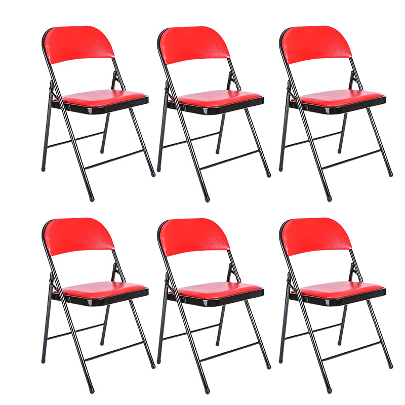 Modern Armless Upholstered Office Chair Leather Metal Office Chair Red 6 Piece Set Clearhalo 'furn' 'furn_office_chair' 'Furniture' 'Office Chairs' 'Office Furniture' 'office_chair' 5819432