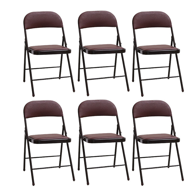 Modern Armless Upholstered Office Chair Leather Metal Office Chair Coffee 6 Piece Set Clearhalo 'furn' 'furn_office_chair' 'Furniture' 'Office Chairs' 'Office Furniture' 'office_chair' 5819433