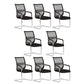 Black Fixed Arms Modern Office Chair Steel No Wheels Office Chair 8 Piece Set Clearhalo 'furn' 'furn_office_chair' 'Furniture' 'Office Chairs' 'Office Furniture' 'office_chair' 5819509