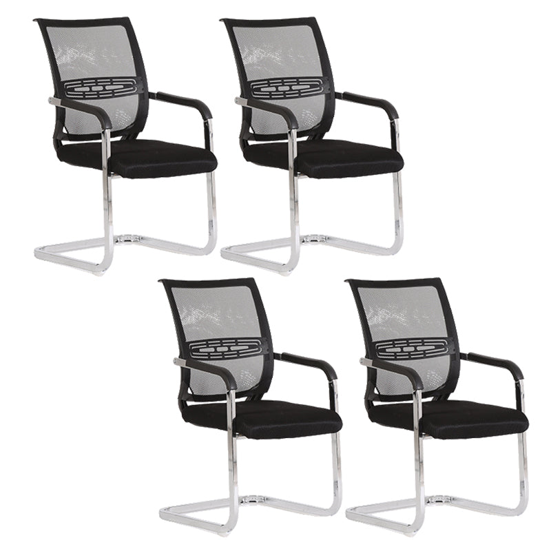 Black Fixed Arms Modern Office Chair Steel No Wheels Office Chair 4 Piece Set Clearhalo 'furn' 'furn_office_chair' 'Furniture' 'Office Chairs' 'Office Furniture' 'office_chair' 5819512