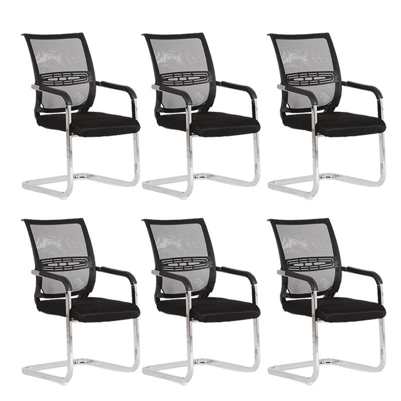 Black Fixed Arms Modern Office Chair Steel No Wheels Office Chair 6 Piece Set Clearhalo 'furn' 'furn_office_chair' 'Furniture' 'Office Chairs' 'Office Furniture' 'office_chair' 5819514