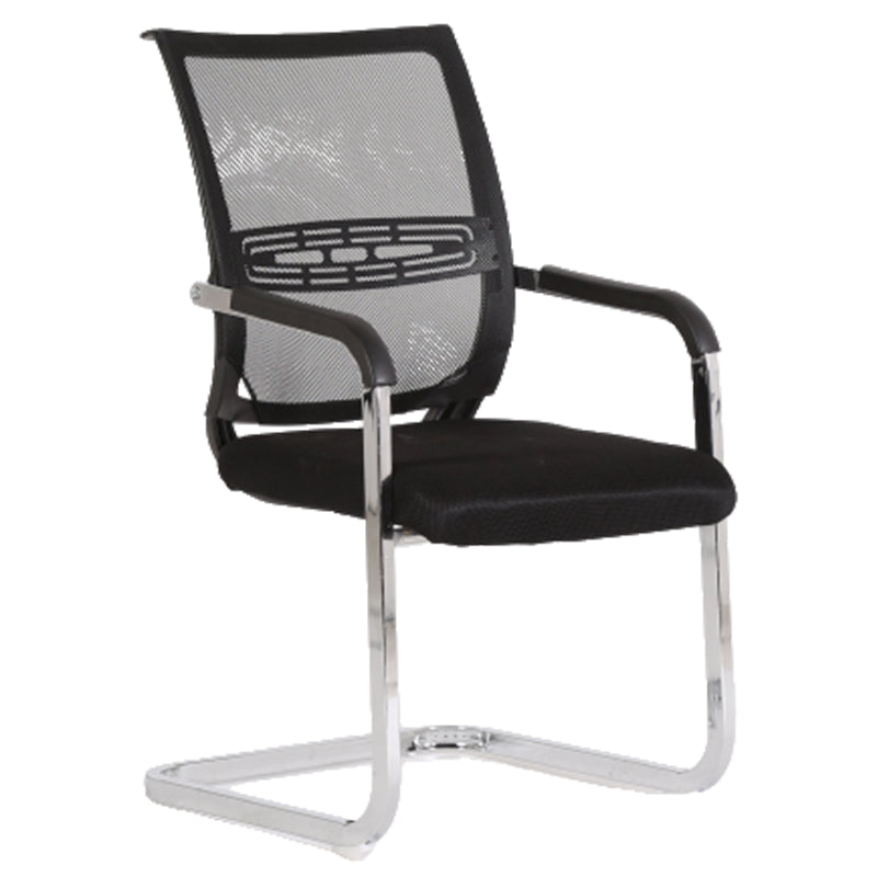 Black Fixed Arms Modern Office Chair Steel No Wheels Office Chair 1 Piece Clearhalo 'furn' 'furn_office_chair' 'Furniture' 'Office Chairs' 'Office Furniture' 'office_chair' 5819516