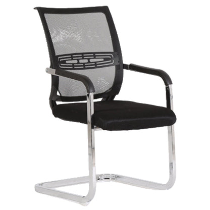 Black Fixed Arms Modern Office Chair Steel No Wheels Office Chair 1 Piece Clearhalo 'furn' 'furn_office_chair' 'Furniture' 'Office Chairs' 'Office Furniture' 'office_chair' 5819516