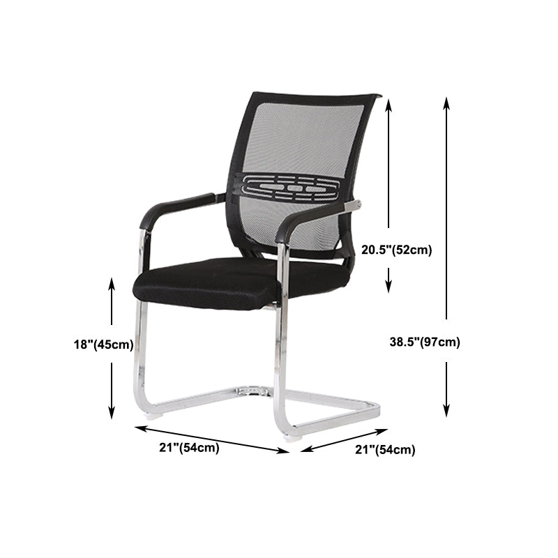 Black Fixed Arms Modern Office Chair Steel No Wheels Office Chair Clearhalo 'furn' 'furn_office_chair' 'Furniture' 'Office Chairs' 'Office Furniture' 'office_chair' 5819518