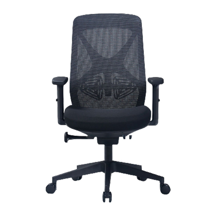 Modern Adjustable Arms Computer Chair with Wheels Nylon Desk Chair Black 1 Piece Without Headrest Clearhalo 'furn' 'furn_office_chair' 'Furniture' 'Office Chairs' 'Office Furniture' 'office_chair' 5819672