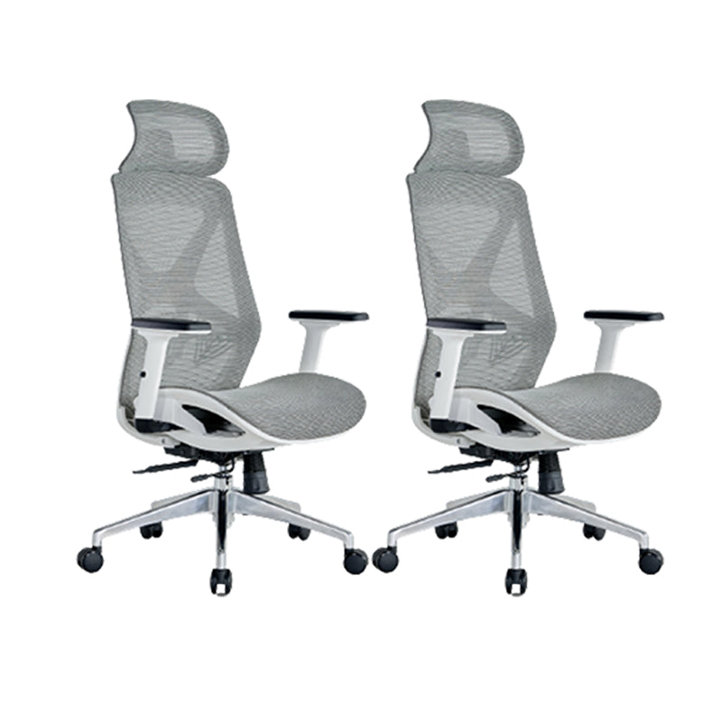 Modern Adjustable Arms Computer Chair with Wheels Nylon Desk Chair Grey 2 Piece Set With Headrest Clearhalo 'furn' 'furn_office_chair' 'Furniture' 'Office Chairs' 'Office Furniture' 'office_chair' 5819681