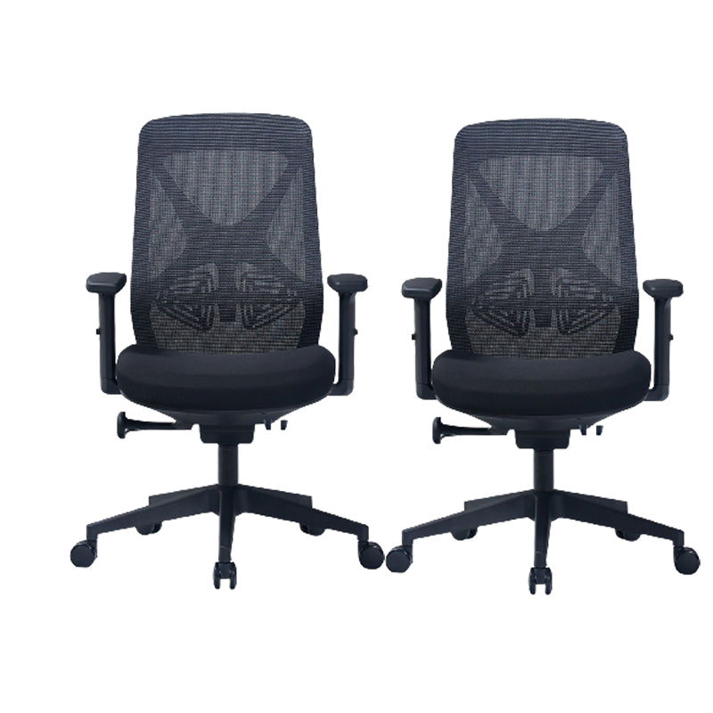 Modern Adjustable Arms Computer Chair with Wheels Nylon Desk Chair Black 2 Piece Set Without Headrest Clearhalo 'furn' 'furn_office_chair' 'Furniture' 'Office Chairs' 'Office Furniture' 'office_chair' 5819683