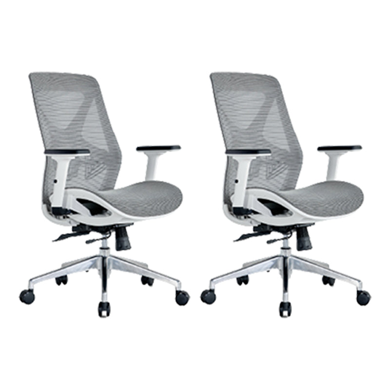 Modern Adjustable Arms Computer Chair with Wheels Nylon Desk Chair Grey 2 Piece Set Without Headrest Clearhalo 'furn' 'furn_office_chair' 'Furniture' 'Office Chairs' 'Office Furniture' 'office_chair' 5819684