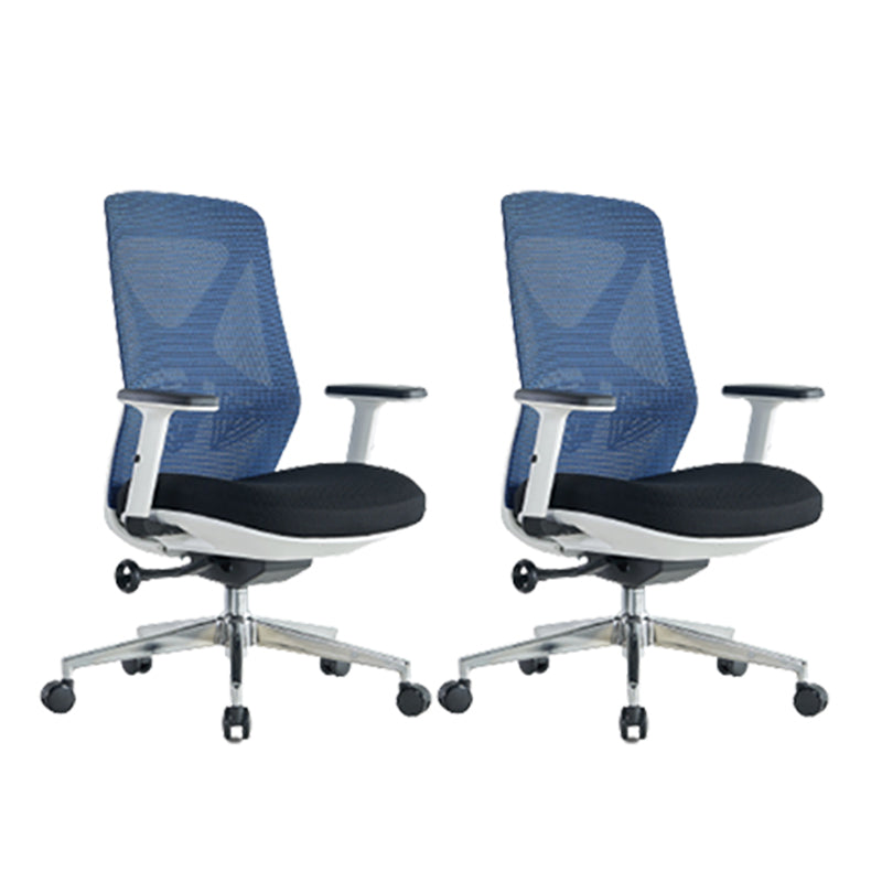 Modern Adjustable Arms Computer Chair with Wheels Nylon Desk Chair Blue 2 Piece Set Without Headrest Clearhalo 'furn' 'furn_office_chair' 'Furniture' 'Office Chairs' 'Office Furniture' 'office_chair' 5819685