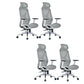 Modern Adjustable Arms Computer Chair with Wheels Nylon Desk Chair Grey 4 Piece Set With Headrest Clearhalo 'furn' 'furn_office_chair' 'Furniture' 'Office Chairs' 'Office Furniture' 'office_chair' 5819687