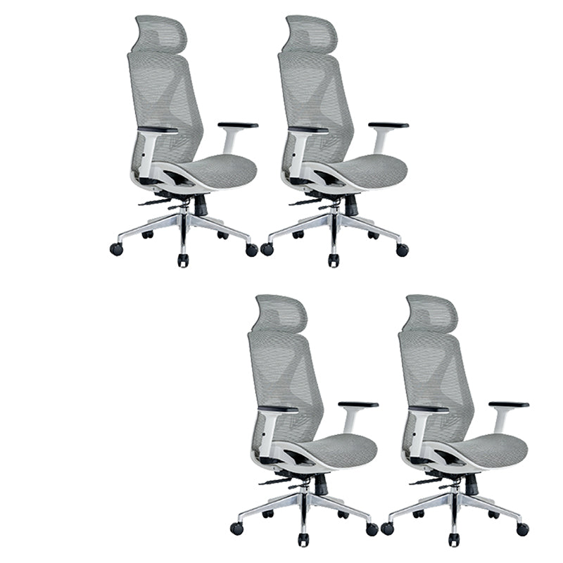 Modern Adjustable Arms Computer Chair with Wheels Nylon Desk Chair Grey 4 Piece Set With Headrest Clearhalo 'furn' 'furn_office_chair' 'Furniture' 'Office Chairs' 'Office Furniture' 'office_chair' 5819687