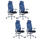 Modern Adjustable Arms Computer Chair with Wheels Nylon Desk Chair Blue 4 Piece Set With Headrest Clearhalo 'furn' 'furn_office_chair' 'Furniture' 'Office Chairs' 'Office Furniture' 'office_chair' 5819688