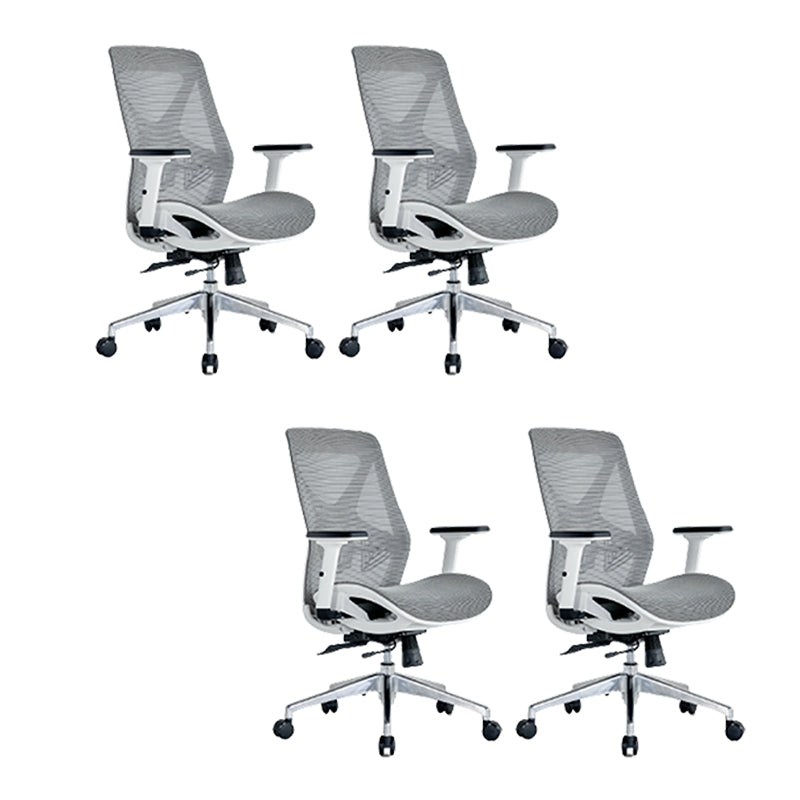 Modern Adjustable Arms Computer Chair with Wheels Nylon Desk Chair Grey 4 Piece Set Without Headrest Clearhalo 'furn' 'furn_office_chair' 'Furniture' 'Office Chairs' 'Office Furniture' 'office_chair' 5819690