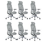 Modern Adjustable Arms Computer Chair with Wheels Nylon Desk Chair Grey 6 Piece Set With Headrest Clearhalo 'furn' 'furn_office_chair' 'Furniture' 'Office Chairs' 'Office Furniture' 'office_chair' 5819693
